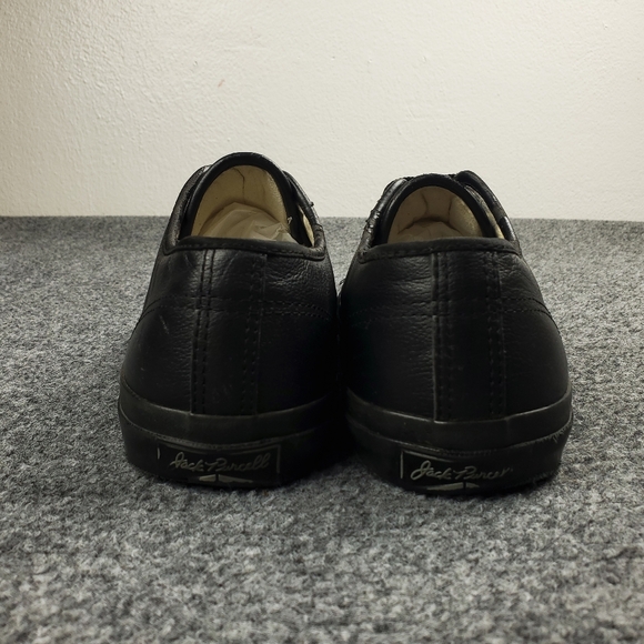 Converse Jack Purcell Low Triple Black Leather Sneakers Mens 9 Casual Shoes - Picture 5 of 13